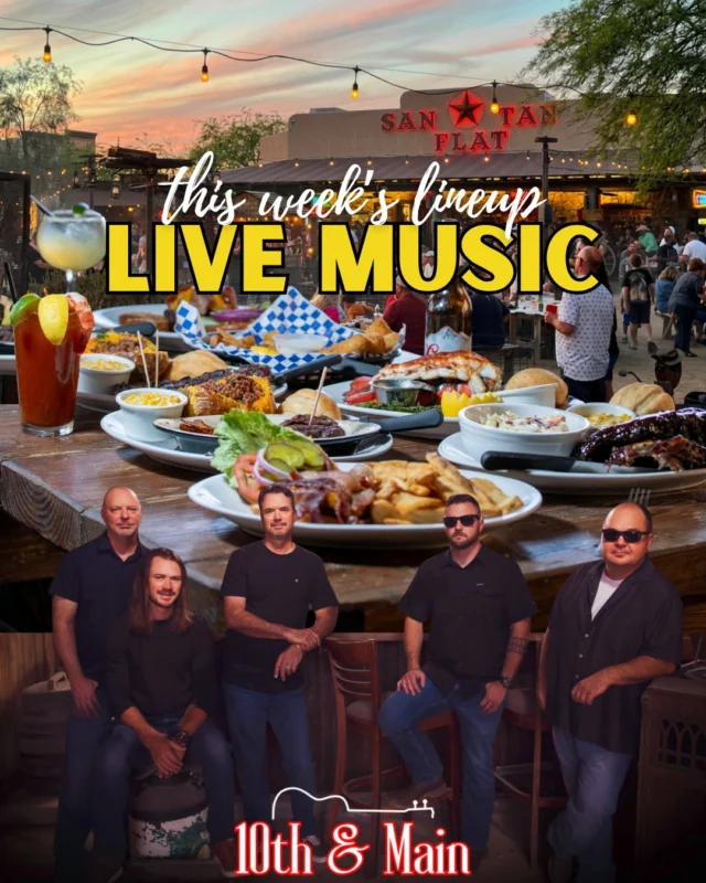 This week, we're celebrating two big things: America's 250th Independence Day, and the last full band performance before we switch to acoustic duos for the rest of the summer. Come on out for the food, the drinks, the atmosphere, and of course... the music! 🎶

WEDNESDAY, JULY 1 | 10th & Main Acoustic | 6–9PM
THURSDAY, JULY 2 | Neil Bunker Acoustic | 6–9PM
FRIDAY, JULY 3 | Strait Country Band | 7–11PM
SATURDAY, JULY 4 | Strait Country Band | 7–11PM 🇺🇸
SUNDAY, JULY 5 | Darron Weston Acoustic | 6–9PM

SAN TAN FLAT
STEAKHOUSE & SALOON
6185 W. Hunt Highway
Queen Creek, AZ 85142