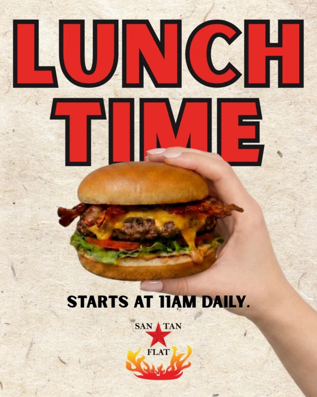 Lunch starts at 11AM every day and the options don't disappoint. 🍔
Half-pound burgers, fresh salads, wraps, chicken strips, fish & chips, and more. Plus our fan-favorite salad bar for when you want to keep it fresh and customizable. 

The hardest part is just picking one.